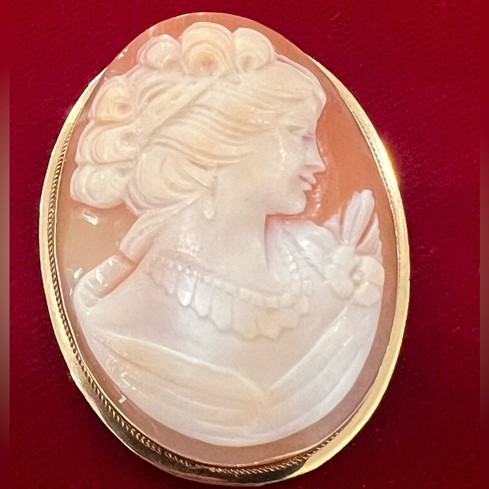 Vintage 18k Yellow Gold Cameo Brooch/Pendant